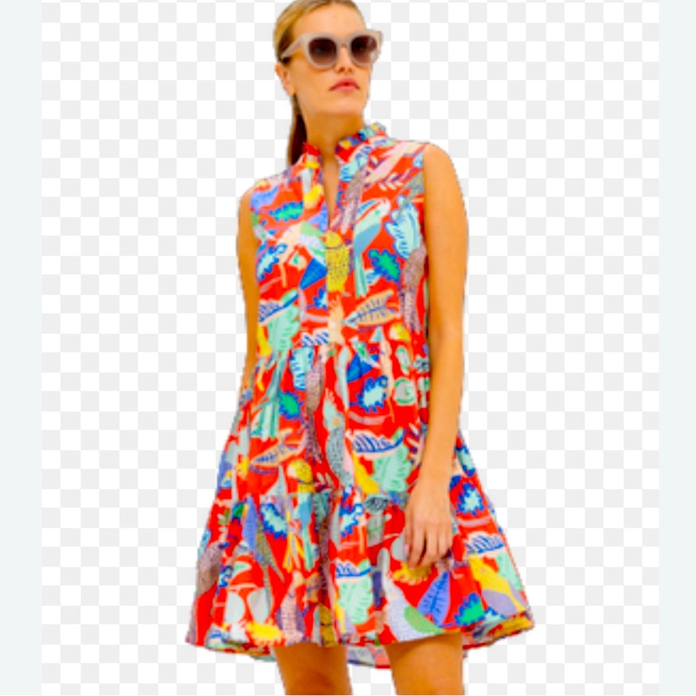 Oliphant Yoke Dress, Coral Polly